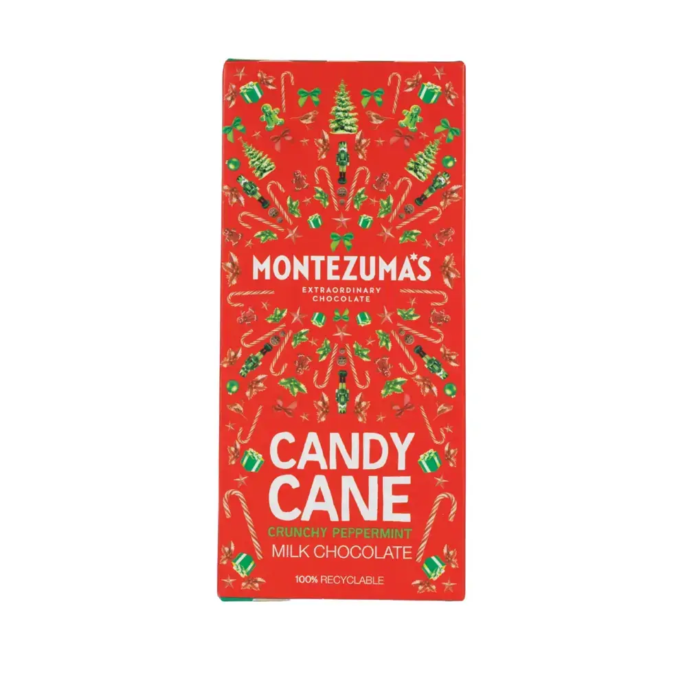 Montezumas Milk Chocolate Candy Cane Crunchy Peppermint Bar 90g